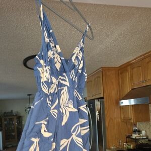 Angie Blue and Cream Floral Tank Top